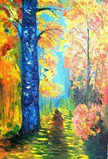 Blue Tree Painting by Kiran Bableshwar | ArtZolo.com