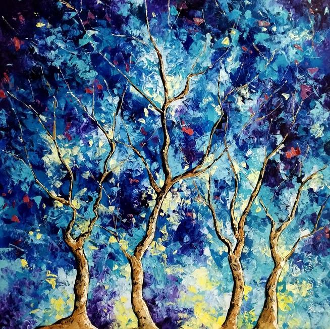 Blue Winter 2 Painting by Bahadur Singh | ArtZolo.com