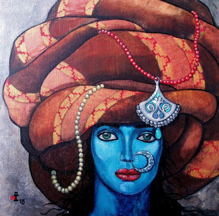 Blue Girl In A Turban Painting by Suruchi Jamkar | ArtZolo.com