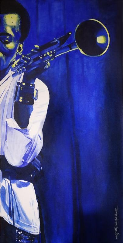 Blues 1 The Trumpet Player Painting by Nagnath Mankeshwar | ArtZolo.com