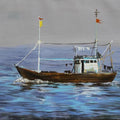 Seascape acrylic painting titled 'Boat', 15x22 inches, by artist Chandrashekhar P Aher on Canvas