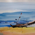 Seascape watercolor painting titled 'Boat', 22x15 inches, by artist Prasanta Maiti on Paper