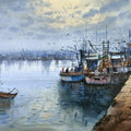 Seascape watercolor painting titled 'Boat', 14x20 inches, by artist NanaSaheb Yeole on Paper