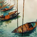 Nature watercolor painting titled 'Boat', 14x10 inches, by artist Prasanta Maiti on Paper