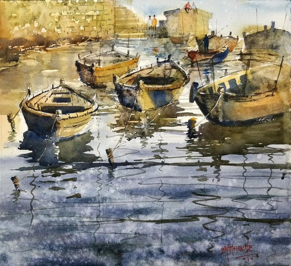 Boat At Banaras Painting by Sanjay Dhawale | ArtZolo.com