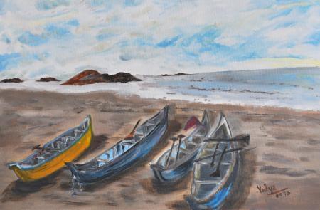 Boat Series1 Painting by Vidya Lakshmi | ArtZolo.com