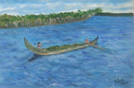 Boat Series3 Painting by Vidya Lakshmi | ArtZolo.com