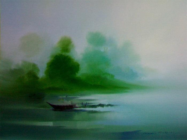 Boat On The Shore Ii Painting by Narayan Shelke | ArtZolo.com