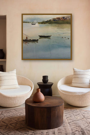 Boats (Distant Sails) by artist Kiran Gunjkar displayed in a Minimalist gallery
