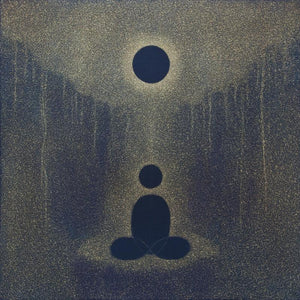 Religious mixed media painting titled 'Bodhi', 18x18 inches, by artist Hanumanth Devulapalli on Canvas