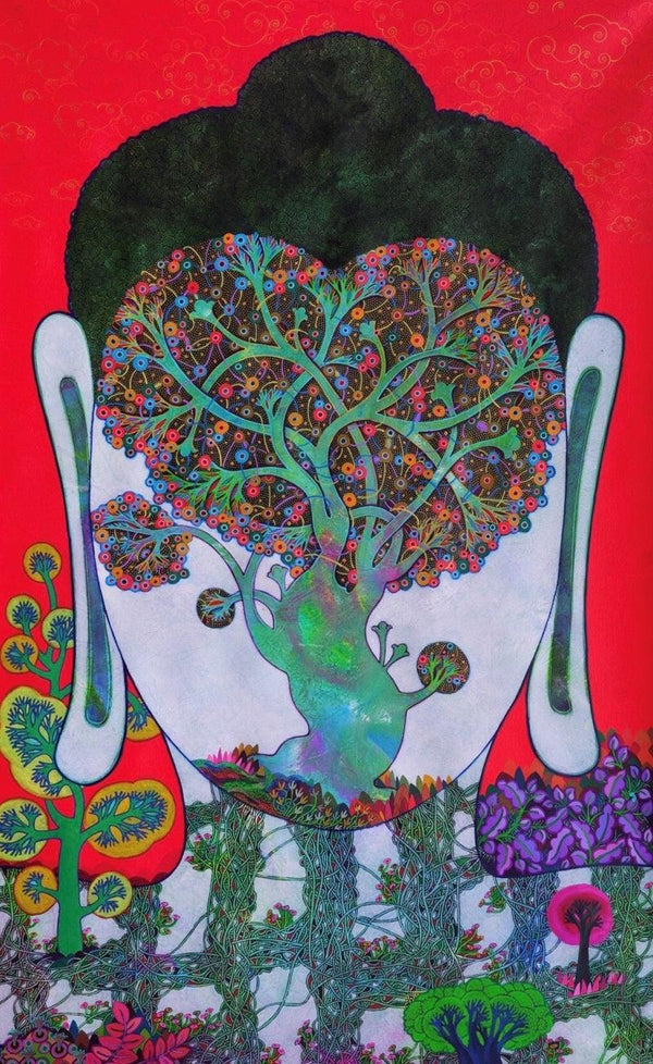 Bodhi Tree 1 Painting by Chandra Morkonda | ArtZolo.com