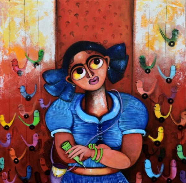 Boho Girl Painting by Sharmi Dey | ArtZolo.com