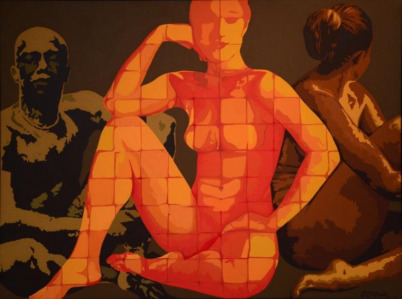 Figurative acrylic painting titled 'Bold And Beautiful', 36x48 inches, by artist Sonaly Gandhi on Canvas