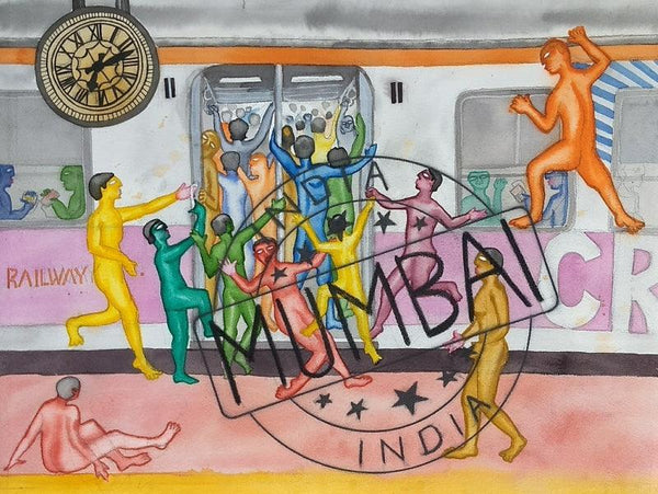 Bombay Life Painting by Laxman Ahire | ArtZolo.com