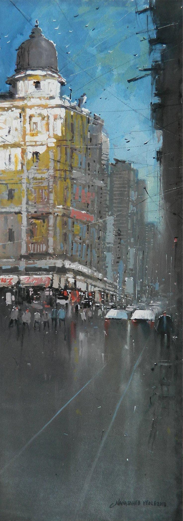 Bombay Street Painting by Nanasaheb Yeole | ArtZolo.com