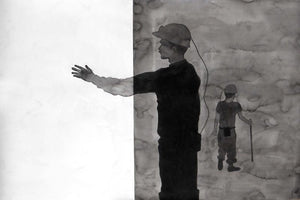 Figurative watercolor painting titled 'Bonding', 24x36 inches, by artist Sudhir Bagde on Paper