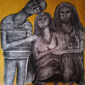 Figurative mixed media painting titled 'Bonding', 27x22 inches, by artist Ankita Dutta on Paper