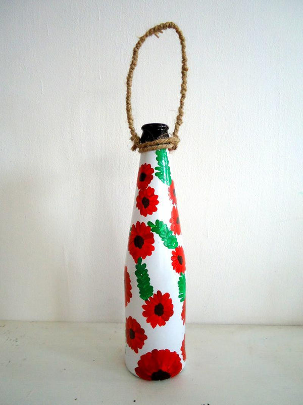 Bottle Planter Red Handicraft by Rithika Kumar | ArtZolo.com