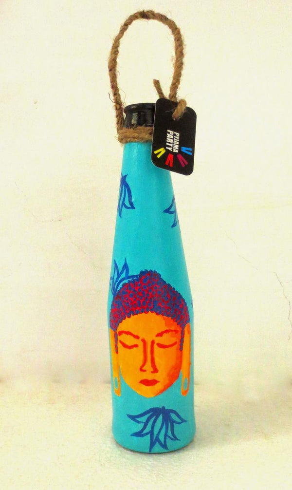 Bottle Planter Shades Of Buddha Teal Blue Handicraft by Rithika Kumar | ArtZolo.com
