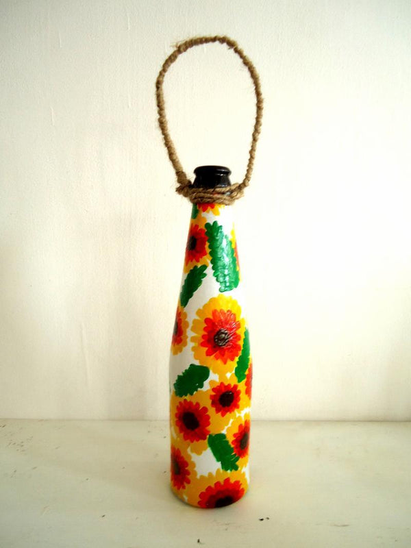 Bottle Planter Yellow And Orange Handicraft by Rithika Kumar | ArtZolo.com