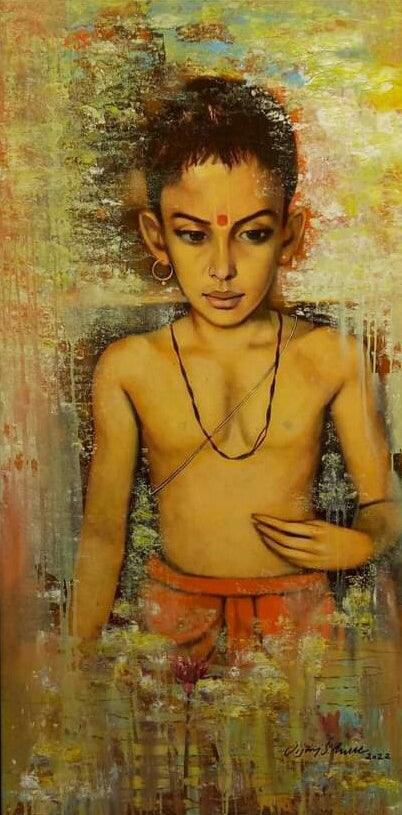 Brahman Boy 2 Painting by Vijay Gille | ArtZolo.com