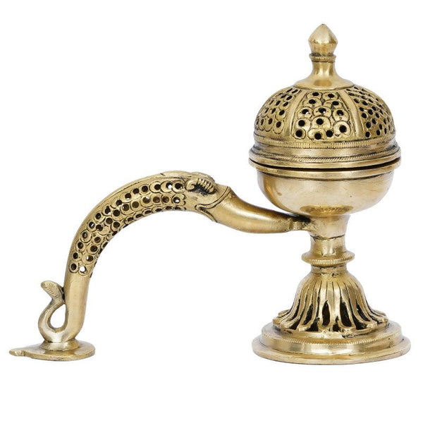 Brass Dhoop Incense Burner For Pooja Handicraft by Brass Handicrafts | ArtZolo.com