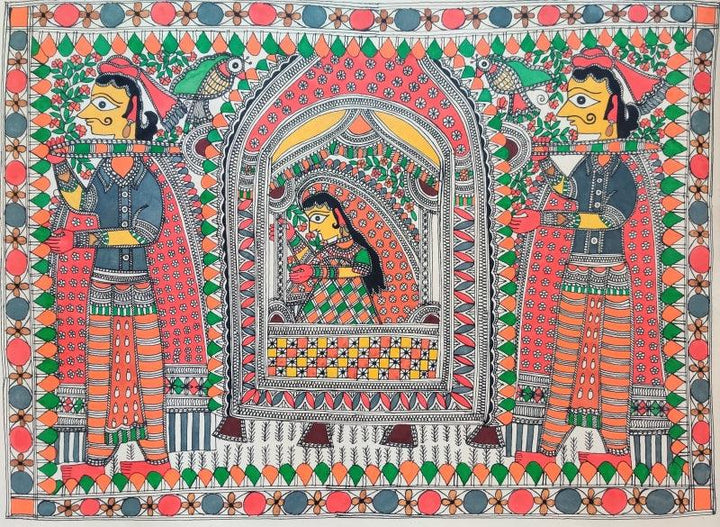 Bride In A Palanquin Traditional Art by Mithilesh Jha | ArtZolo.com