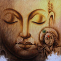 Religious acrylic painting titled 'Buddha 1', 48x48 inches, by artist Prince  Chand on Canvas