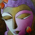 Religious acrylic painting titled 'Buddha 1', 14x12 inches, by artist Dhananjay Mukherjee on Canvas