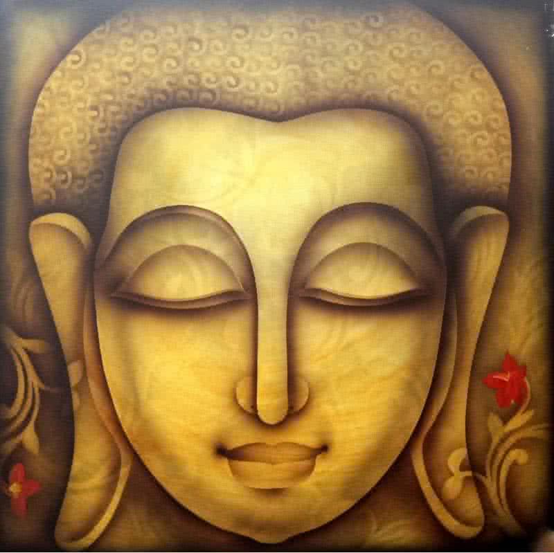 Religious acrylic painting titled 'Buddha 1', 30x30 inches, by artist Pradeesh K on Canvas