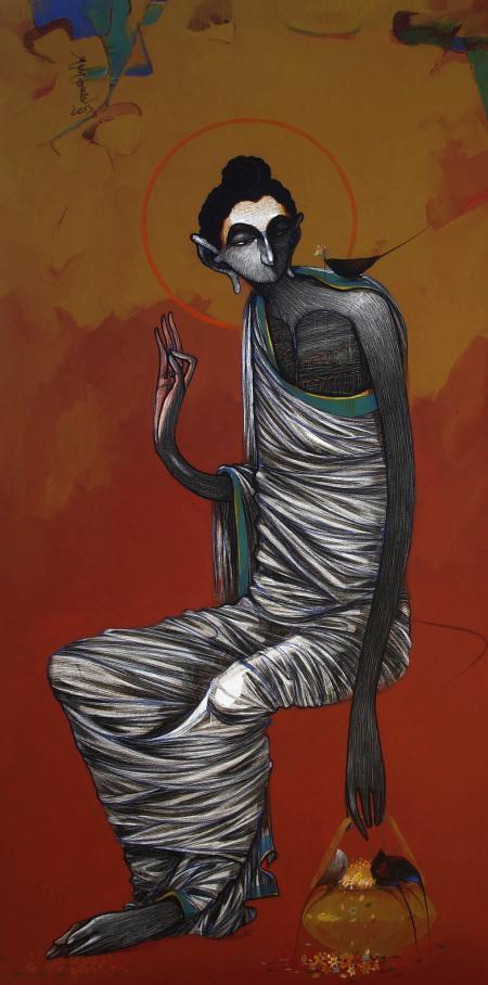 Buddha 1 Painting by Sanjay Sable | ArtZolo.com