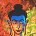 Religious acrylic painting titled 'Buddha 2', 48x22 inches, by artist Shankar Devarukhe on Canvas