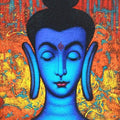 Religious acrylic painting titled 'Buddha 2', 22x22 inches, by artist Shankar Devarukhe on Canvas