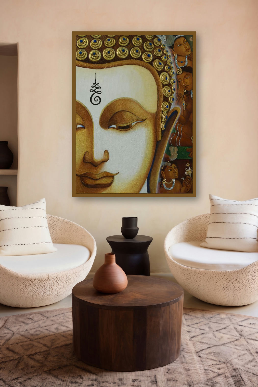Buddha 3 (Serene Buddha) by artist Chandrakant Tajbije displayed in a Luxury gallery