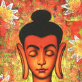 Religious acrylic painting titled 'Buddha 3', 48x22 inches, by artist Shankar Devarukhe on Canvas