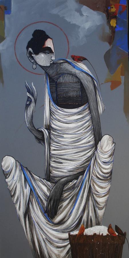 Buddha 4 Painting by Sanjay Sable | ArtZolo.com