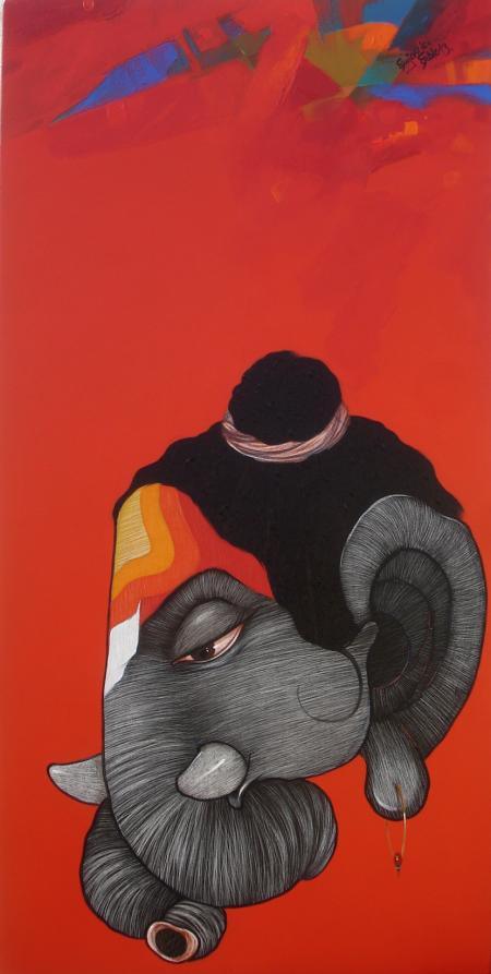 Buddha 5 Painting by Sanjay Sable | ArtZolo.com
