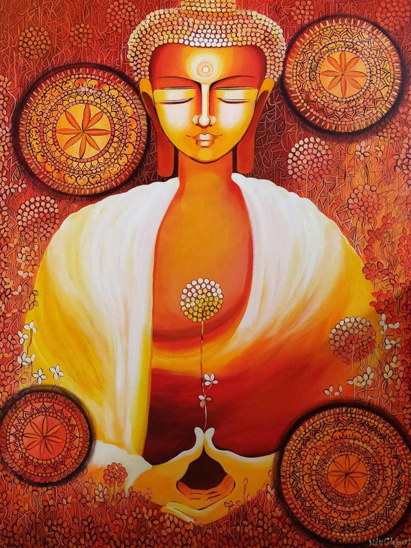 Buddha A Journey Towards Enlightenment Painting by Nitu Chhajer | ArtZolo.com
