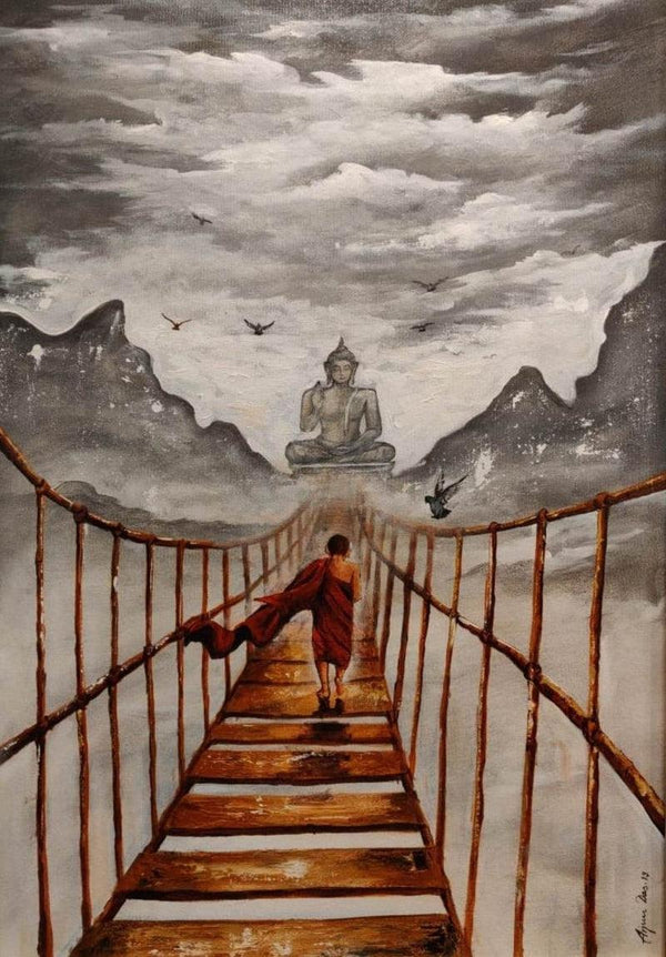 Buddha And Monk 5 Painting by Arjun Das | ArtZolo.com