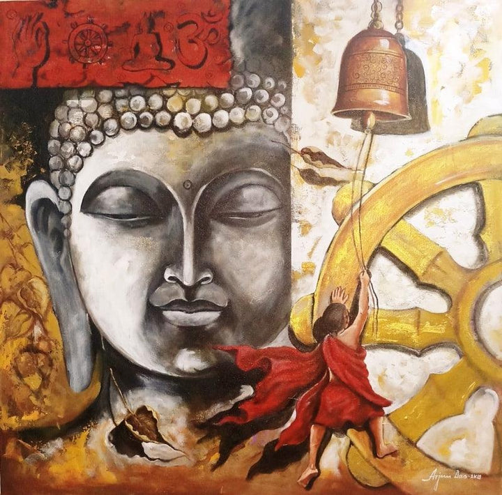 Buddha And Monk Child 12 Painting by Arjun Das | ArtZolo.com
