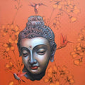 Religious acrylic painting titled 'Buddha', 48x48 inches, by artist Sujit Karmakar on Canvas
