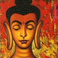 Religious acrylic painting titled 'Buddha', 15x15 inches, by artist Shankar Devarukhe on Canvas