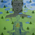 Religious acrylic painting titled 'Buddha', 60x36 inches, by artist Ns Art on Canvas