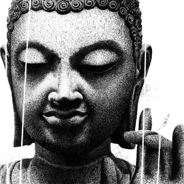 Buddha Blessing 2 Drawing by Pratap Chakraborty | ArtZolo.com