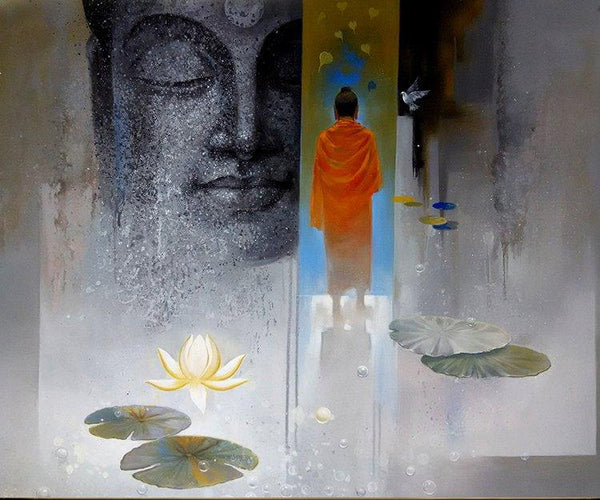 Buddha Breathing Painting by Sanjay Lokhande | ArtZolo.com