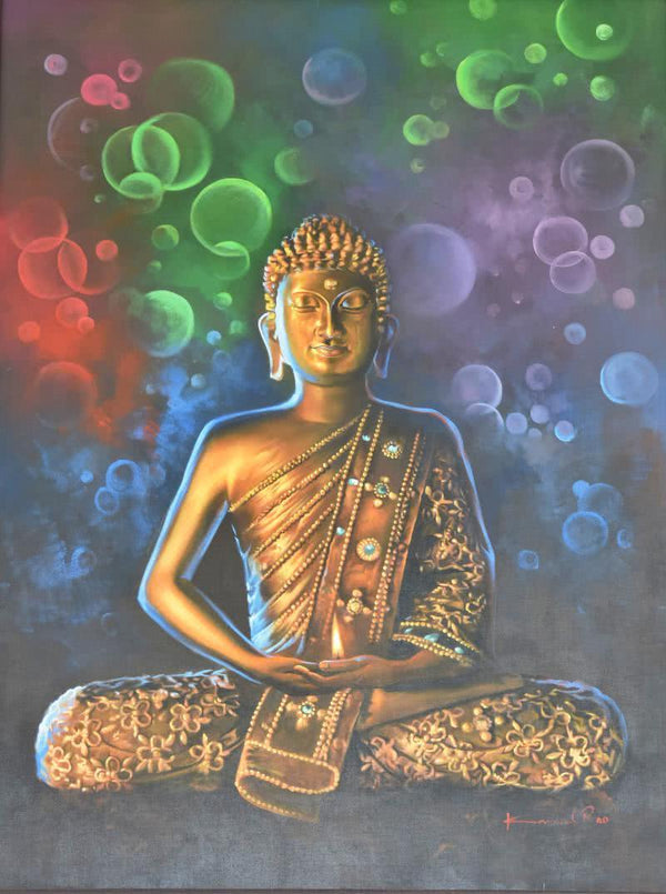 Buddha Bronze Painting by Kamal Rao | ArtZolo.com