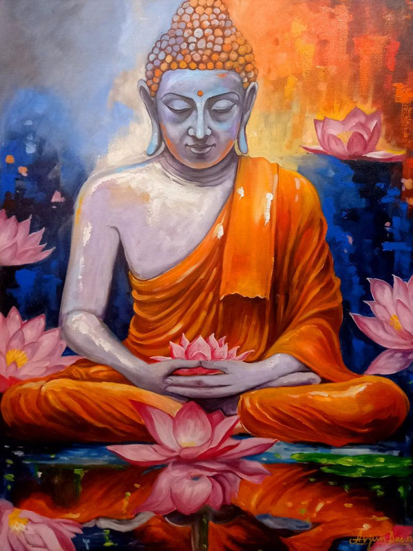 Buddha On Meditation Painting by Arjun Das | ArtZolo.com