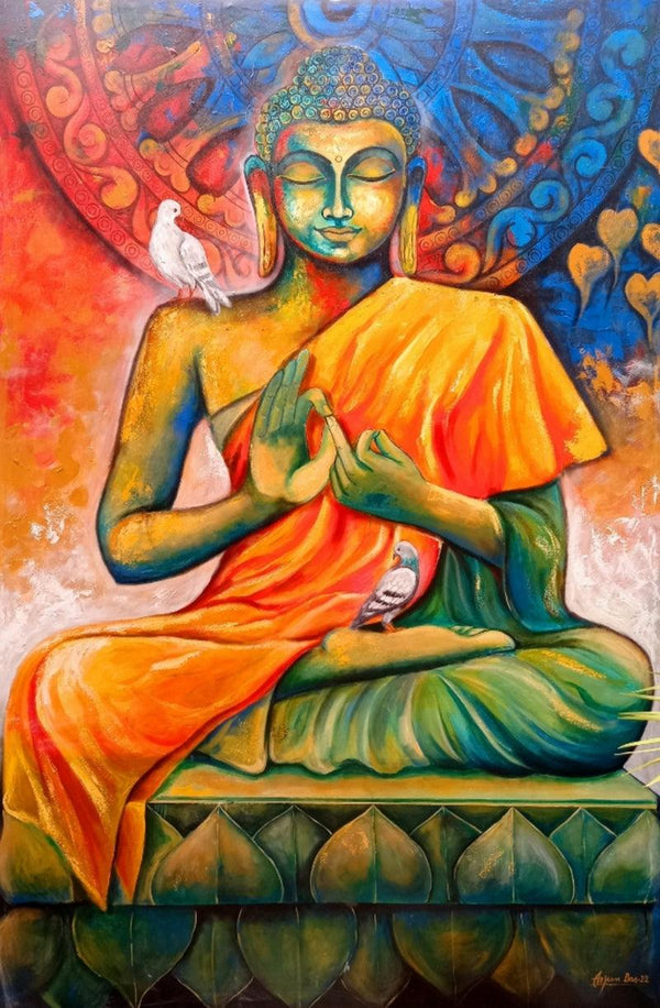 Buddha The Symbol Of Peace Painting by Arjun Das | ArtZolo.com