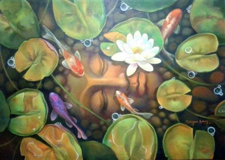 Buddha With Nature Painting by Shyamsundar Achary | ArtZolo.com