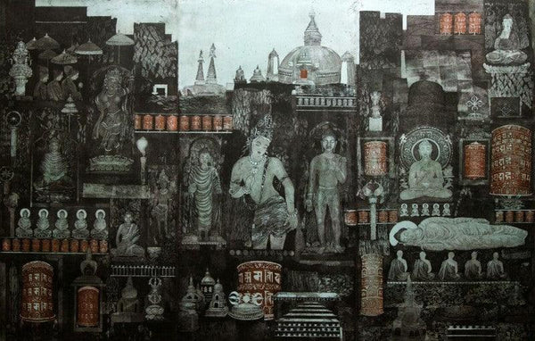 Buddhas Printmaking by Uma Shanker Shah | ArtZolo.com